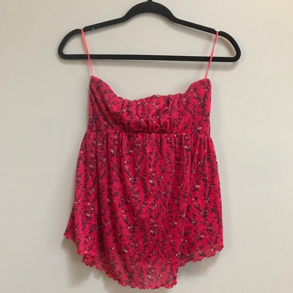Free People Strapless Floral Pink tank top - Size Small